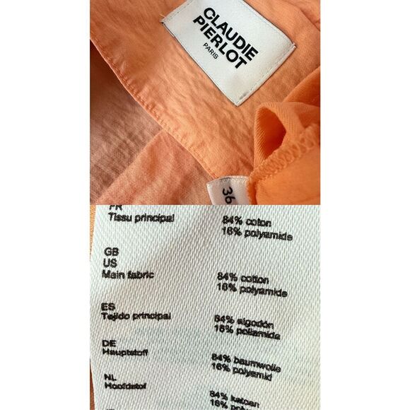 Claudie Pierlot Paris Short Sleeve Coral Tie-Waist Wrap Mini Dress Size EU 36/US - Picture 8 of 12